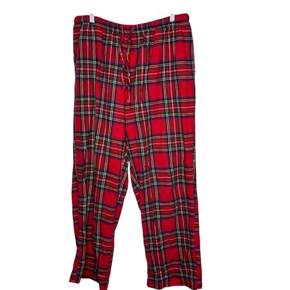 Ll Bean Men’s Plaid Pajama Pants Size Large Red Drawstring - Picture 3 of 3